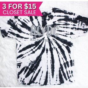 ACDC Back In Black T Shirt Unisex Large Tie Dye Unisex‎ Licensed Band Merch Tee